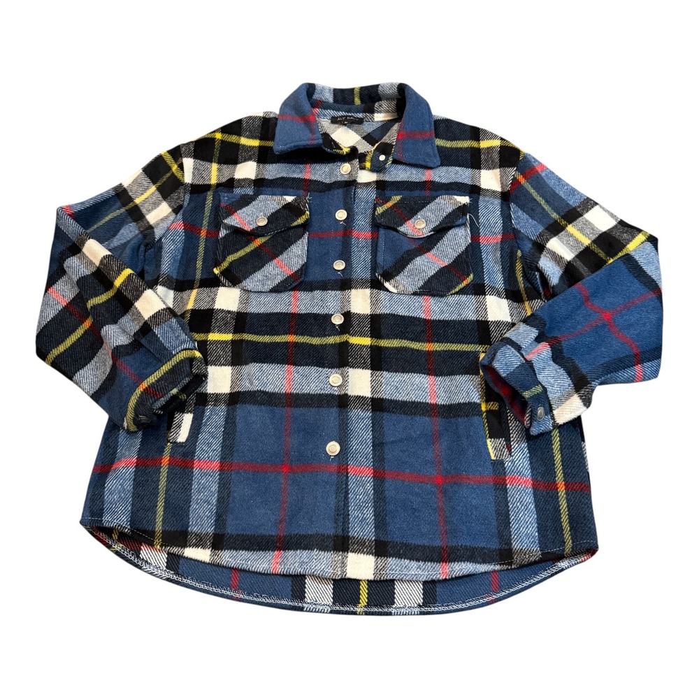 Aly Daly Plaid Flannel Shacket Womens Medium Button‎ Down Jacket Shirt